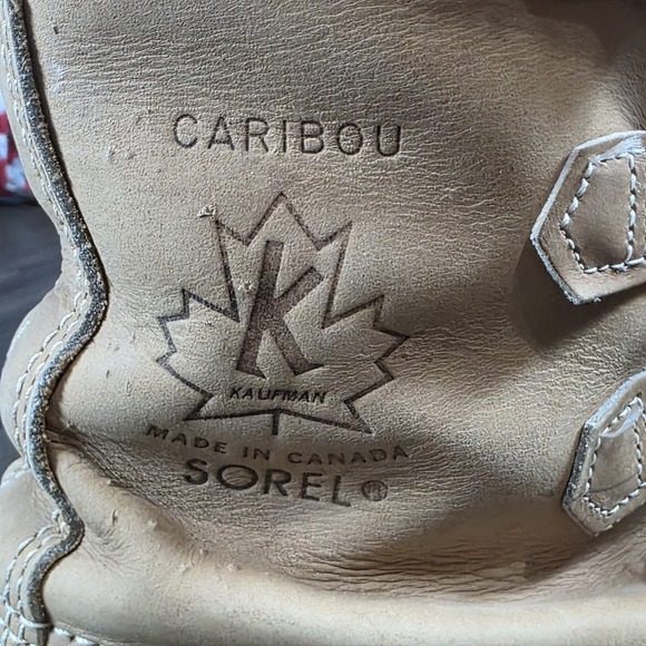 Sorel Other - Vtg Sorel Caribou Snow Duck Boots Men's 9 Tan Leather Wool Lined Kaufman Canada